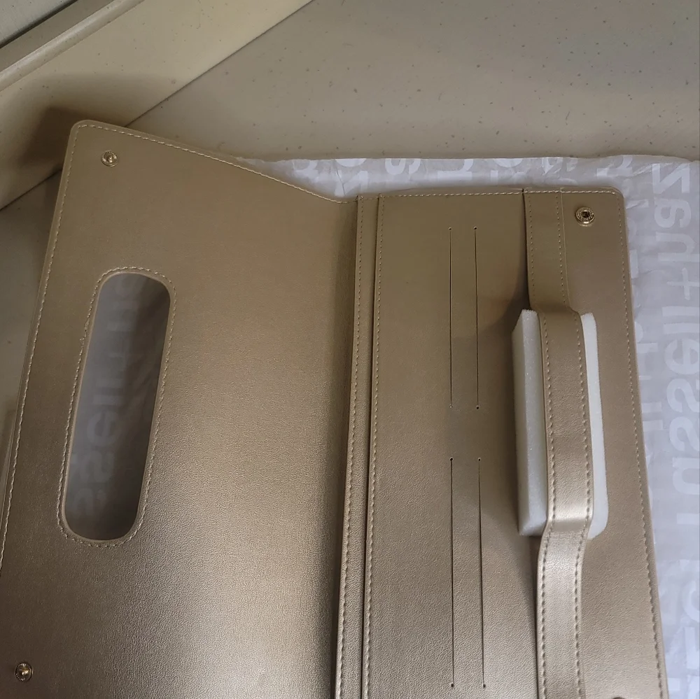Gold Vegan Leather Clutch Bag & Wallet - Picture 11 of 13